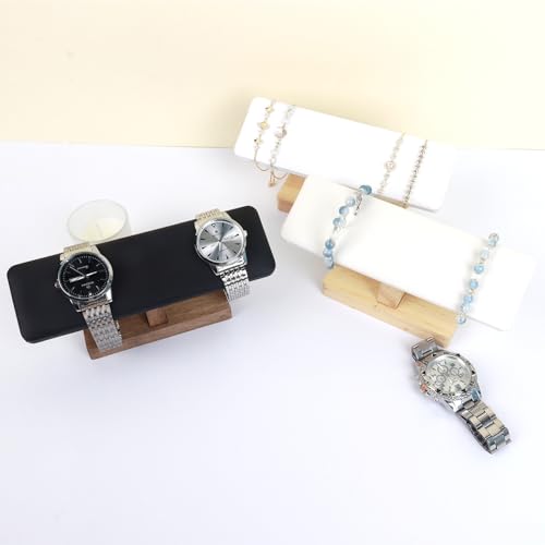 Wooden Watches Display Stands Base Watch Necklace Bracelet Organizer Rack Bangle Scrunchie Headband Showcase Stands Exterior Velvet Black - color: Flat Velvet Black