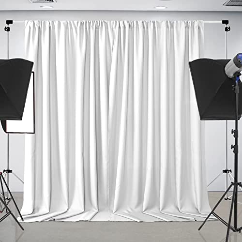 Joydeco White Photography Backdrop Curtains, White Backdrop Drapes for Wedding Decorations, Wrinkle Free Polyester 5ft x 7ft Fabric Drape 2 Panels with Rod Pockets - color: White, size: 5ft x 7ft x 2 panels