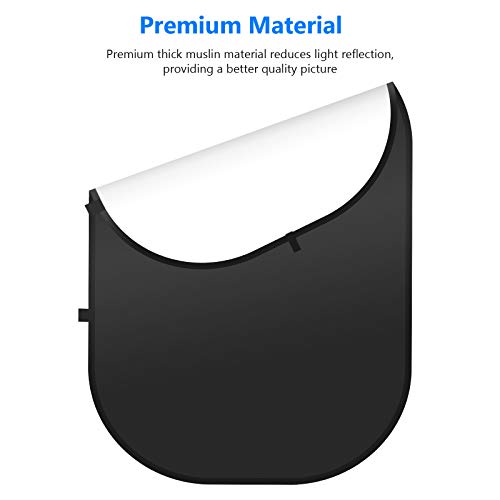 NEEWER Chromakey Backdrops, Double Sided Black Screen and White Screen, 2 in 1 Collapsible and Reversible Background for Photography, Gaming and Live Streaming, 5'×6.6'/1.5m×2m (Black/White) - color: Black/White