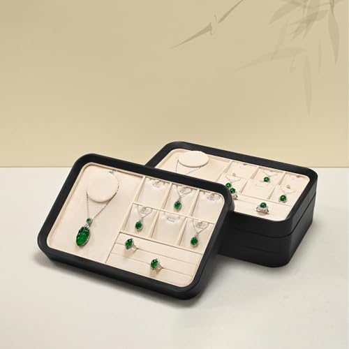 Oirlv Jewelry Display Tray for Vendors Velvet Jewelry Tray with Compartments for Rings and Necklaces(Blue) - color: Blue P21702