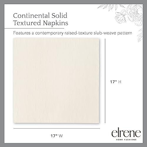 Elrene Home Fashions Continental Solid Texture Water and Stain Resistant Fabric Dining Napkins, Set of 4, 17"x17", Ivory - color: Ivory, size: 17" x 17" (Set of 4)
