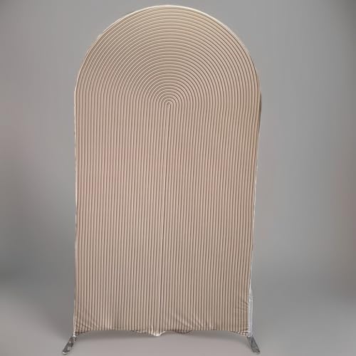 HUAYI Light Tan Ripples Pattern Arch Backdrop Cover for Birthday Party Wedding Baby Shower Decorations Chiara Backdrops Arched Wall Frame Stands Covers Props GP-454 3ft * 6.5ft - color: GP-454-Arch Cover, size: W3ft by H6.5ft (90cm by 200cm)