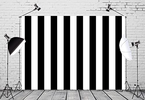 BELECO 10x8ft Fabric Black and White Stripes Backdrop for Photography Striped Theme Baby Shower Birthday Party Decorations Backdrop Black and White Stripes Cake Table Banner Photo Booth Studio Props - size: 10x8FT