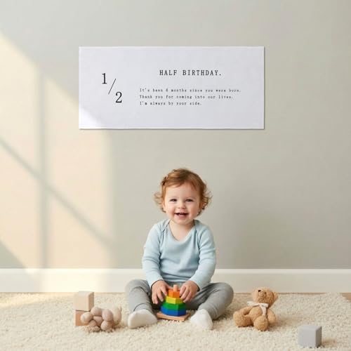 1/2 Birthday Banner, Halfway to One Baby Boy Girl Decorations, 6 Months Birthday Banner, Neutral Rustic Baby Shower Decor, Six Months Happy Party Photo Props