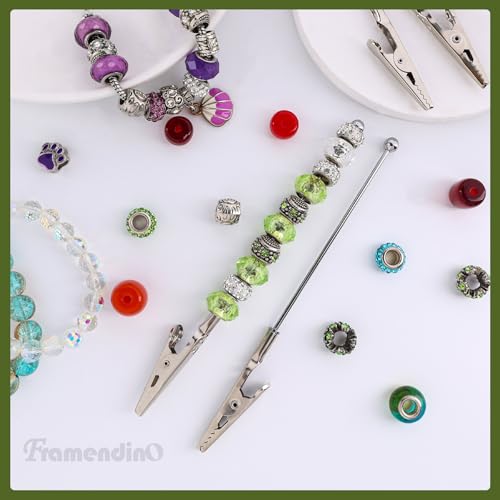 Framendino, 6 Pack Beaded Alligator Clips Long Tailed Clamp Photo Clip Holder Card for Garden Office Crafts