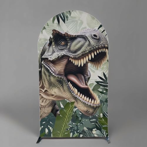 Dinosaur Arch Covers, Stretchy Double-Sided Backdrop, Dinosaur Themed Party Decoration, Reusable Fabric Arch Background for Birthday Party, Baby Shower, Event Decor (GX-2837,8x4.6ft) - color: GX-2837, size: 8x4.6ft