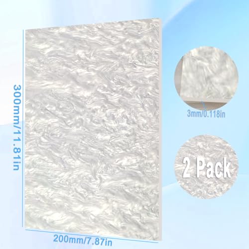 2 Pack12x8 Inch Pearl Cast Acrylic Sheets for CO2 Laser Cutting and Engraving Patterned Acrylic Plastic Sheets 1/8 Thick for DIY Crafts, Home Decor, Art Design (2, Pearl White, 12x8 Inch) - color: Pearl White, size: 12x8 Inch