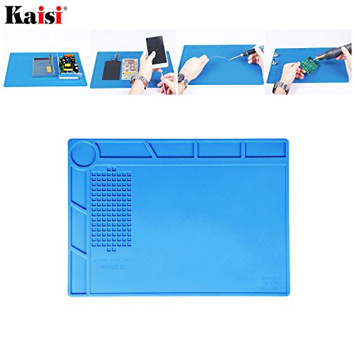Kaisi Heat Insulation Silicone Repair Mat with Scale Ruler and Screw Position for Soldering Iron, Phone and Computer Repair Size: 13.7 x 9.8 Inches