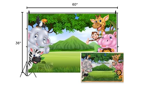 Leyiyi Africa Zoo Summer Scenery Backdrop 5x3ft Photography Backdrop Cute Animals Green Endless Lawn Children Baby Birthday Party Backdrop Kids Infant Room Decor Children Baby Portraits Studio Props - size: 5x3ft