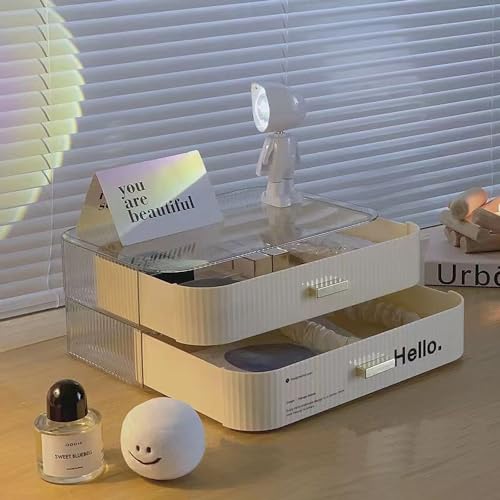 Stackable Makeup Organizer Drawers, Bathroom Vanity Organizers and Storage, Ideal for Desk and Dresser Countertops, Great for Cosmetics, Skincare, Lipsticks, Nail Care, Cream - color: Cream, size: Drawer Only