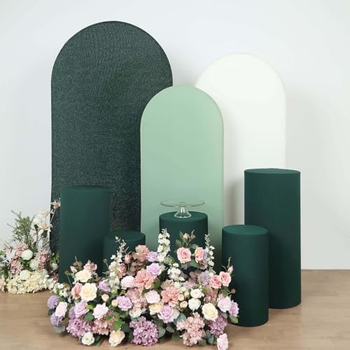 Efavormart Set of 5 | Hunter Emerald Green Spandex Cylinder Plinth Display Box Stand Covers, Stretchable Pedestal Pillar Prop Covers - 160 GSM - color: Hunter Green, size: Spandex Cylinder Covers