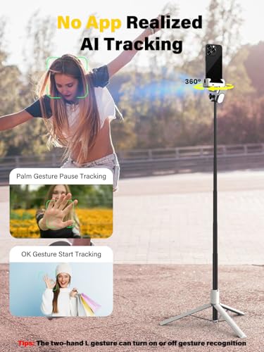 AOCHUAN Smartphone Gimbal Stabilizer, Smart Face Tracking Tripod Without APP - 4 in 1 Cellphone Gimbal Stabilizer for iPhone&Android Extended 108cm Rod with RGB Fill Light,M2PRO White - color: White