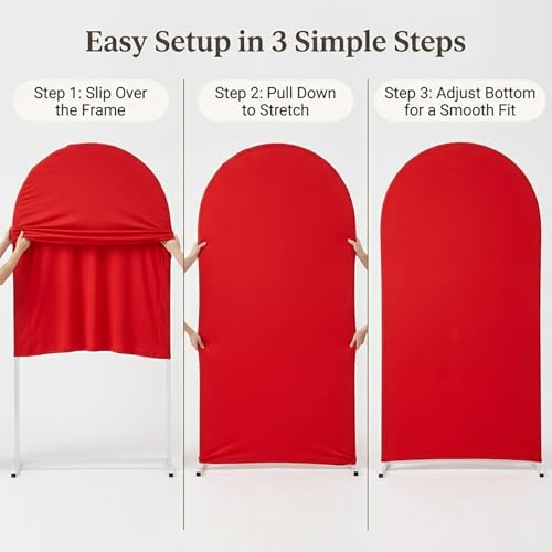 6.6FT Red Arch Backdrop Cover, Spandex Fitted Stretchy Arch Covers for Wedding, Birthday Party, Bridal Baby Shower, Ceremony - color: Red, size: 6.6FT