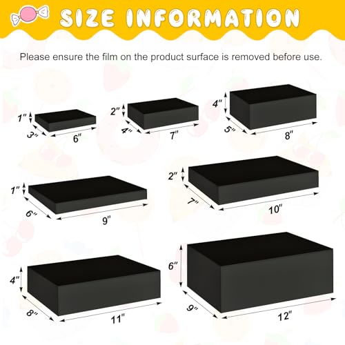 Leinuosen 7 Pcs Large Buffet Risers Set 6" to 12" Acrylic Display Box Catering Dessert Table Riser Food Display Decorative Stand with Hollow Bottom for Catering Supplies(Black, Rectangle) - color: Black, size: 6" to 12", style: Rectangle