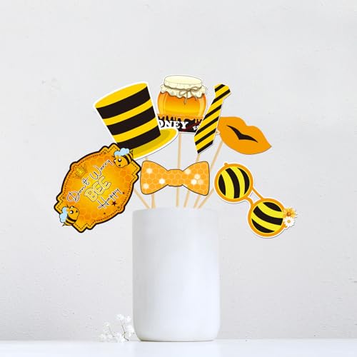 INNORU Bee Honey Photo Booth Props, Bumble Bee Baby Shower Photoshoot New Mom Wedding Party Photography Props Favor Centerpiece Sticks Decorations 30 PCS