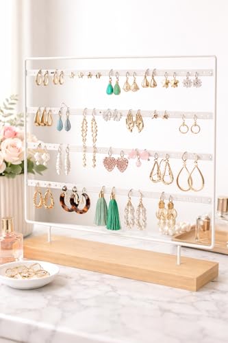 MAHITOI™ Earring Holder with 132 Holes 4 Layers, Earring Holder Organizer Stand Tree, Earring Display, Earring Stand for Necklace Ring Bracelets, Display Storage