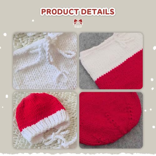 Newborn Christmas Photo Shoot Set Fashion Knitted Clothes baby Photography Prop - color: Red