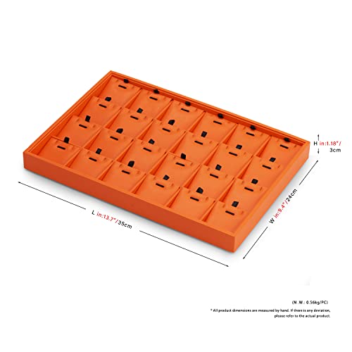 Oirlv Luxury Leather Jewelry Display Tray 24 Grid Jewelry Organizer Tray with Removable Inserts Necklace Pendant Storage - color: Orange, size: 24 Grid Tray with Inserts