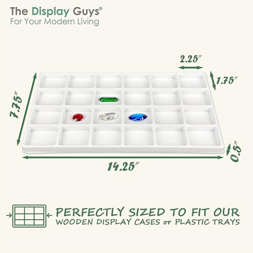 TheDisplayGuys For Your Modern Living 2-Pack 24-Compartments Flocked Velvet Jewelry Display Inserts - Tray/Case Liners - Ring Earrings Storage, (White) by The Display Guys - color: White, size: Compartments - 24