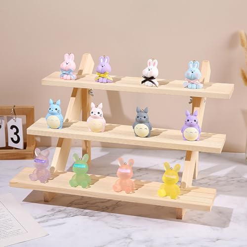 Acrux7 2 Pack 3 Tier Wooden Display Stand, Wooden Earring Display Wood Cupcake Stands, Detachable Wood Tiered Jewelry Card Display Stand with Groove for Jewelry Cupcake Vendors Retail Party Home
