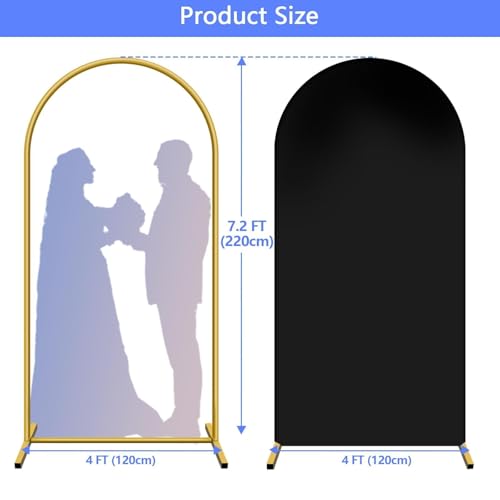 Metal Arch Backdrop Stand and Cover Set 7.2 ft, Wedding Arch Stand with Black Cover for Party, Birthday, Wedding, Bridal Shower, Baby Shower (Black, 7.2 ft) - color: Black, size: 7.2FT
