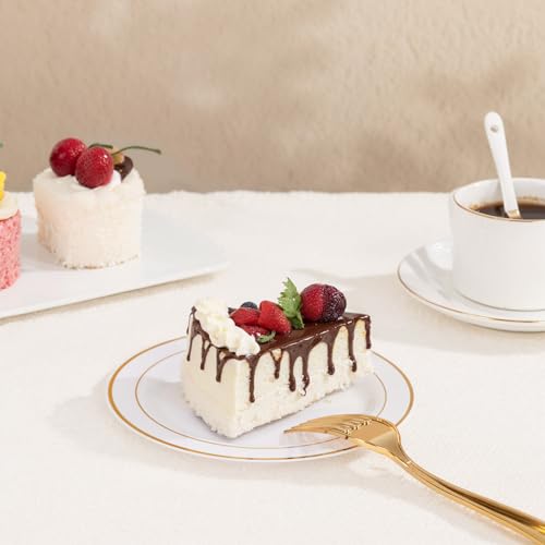 bUCLA 200PCS Gold Plastic Plates - 6.25inch White with Gold Trim Disposable Salad/Dessert/Appetizer/Small Cake Plates, Ideal for Wedding & Party - color: 6.25Inch-200pcs-Gold