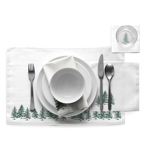 MY DRAP 100% Cotton Luncheon Napkins On A Roll, Tear & Serve, Forest pattern, 7.8x7.8", 12 Luxury Disposable Lunch Serviette, Perfect for Serving appetizers and under cutlery, Parties and Events. - color: Forest