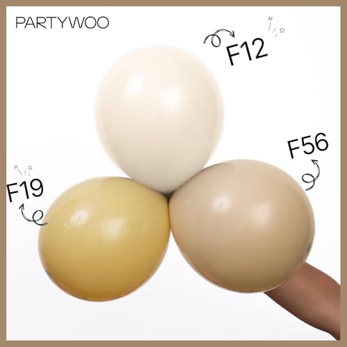 PartyWoo Cream Balloons 140 pcs Different Sizes of 18 12 10 5 Inch Beige Ivory Nude Neutral Boho Fall Latex Balloons for Graduation Birthday Baby Shower Jungle Theme Party Decorations Brown-F56 - color: Brown-f56