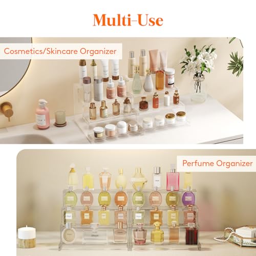 Lifewit Perfume Organizer, Bedroom Decor, Cologne Cupcake Stand, Tool-Free Assembly, Makeup Display Shelf for Vanity Bathroom Counter Storage, Clear, 30 cm/12", 2 Pcs - color: Clear, size: 12 Inch,2 Pcs