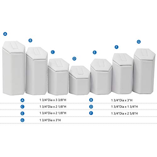 Mooca Ring Stand Holder Display Tower Jewelry Organizer, Ring Display Holder, Pedestals Display 7 Pcs Set Perfect for Showcase, White Faux Leather - color: White Faux Leather
