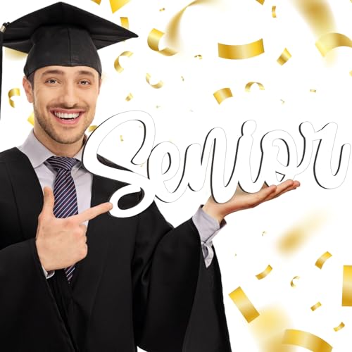 Yousoontic Graduation Party Decoration Senior Wooden Photo Prop Sign Graduation Photo Booth Sign Senior Picture Prop Wood Cutout 2026 Decoration for Graduate Party Favor Supplies(White) - color: White