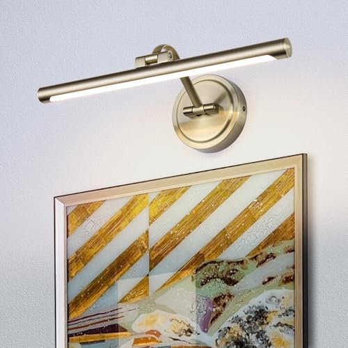Modern Dimmable Picture Lights for Wall 15.7" Hard-Wired LED Picture Frame Lights for Paintings Gallery Light with Adjustable Swing Arm Display Lights For Artwork, 7W, 2700K, Warm White Antique Bronze - color: Hard-wired Antique Brass-Dimmable, size: 16 I