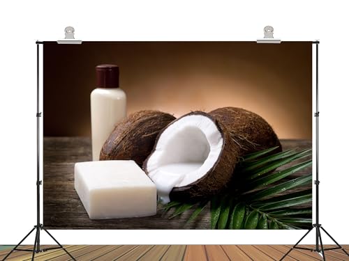 4x4ft Fabric Coconut Spa Essentials Backdrop Natural Skincare Background Tropical Scene Party Decorations Bathroom and Home Use Tapestry Photo Shoot Studio Props - size: 4x4ft