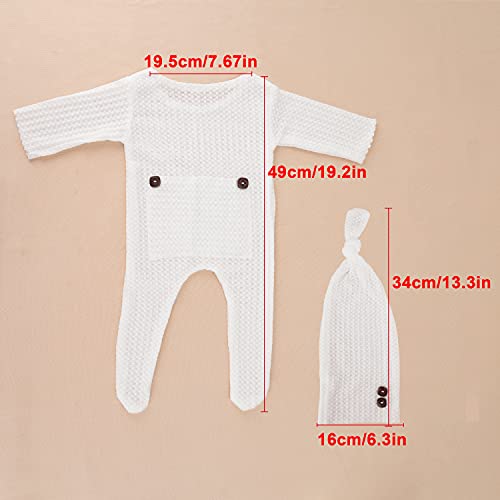 BLUETOP Cute Newborn Photography Outfits Boys Girls Baby Costume Set - style: 06 Milky White Jumpsuit