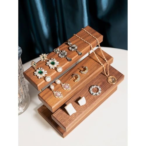 Jewelry Towers Creative Light Luxury Walnut Jewelry Rack Jewelry Display Props Jewelry Display Rack Earrings Square Ladder Shelf Jewellery Stand Display