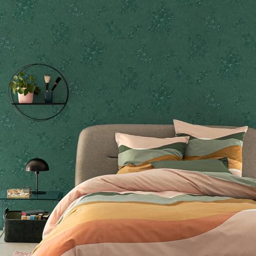 Dark Green Wallpaper Embossed Floral Peel and Stick Wallpaper 393inL78.7inW Contact Paper for Cabinet Drawers Pure Green Flower Contact Paper Textured Self Adhesive Thicken Bathroom Waterproof - color: Dark Green, size: 17.7" x 393"