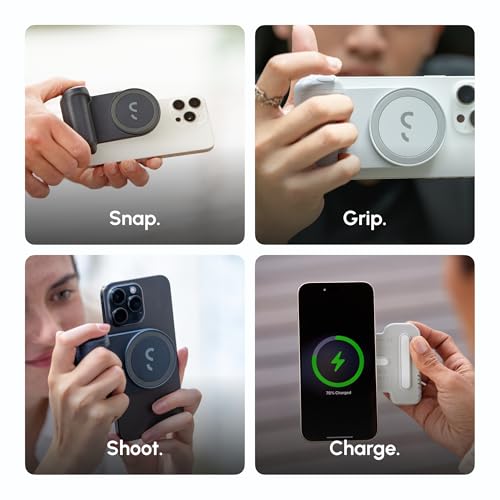 ShiftCam Travel and Creator Kit – MagSafe-Compatible Mobile Creator Bundle for iPhone and Android, Compact Phone Grip, Adjustable LED Light, Extendable Bluetooth Tripod for Vlogging - Creator Kit Pro - color: Stone, size: Creator Kit Pro