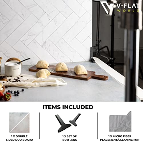 V-FLAT WORLD Duo Board Product Photography Backdrops - 2-Sided Background for Photograph, Realistic Item & Food Photography Background - Includes 2 Legs & Mat - 24" x 24", Rose Hue/Washed Pigment - color: Rosé Hue/Washed Pigment, size: 24 x 24 inches