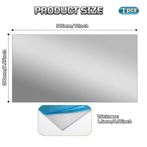 430 Stainless Steel Sheet Metal, 12" x 7.87", 16 Gauge (1.5mm) Stainless Steel Plate, Cut to Size Metal Sheet for Crafts, Kitchen & Office, 1 Pack - size: 12" x 7.87" x 0.06"