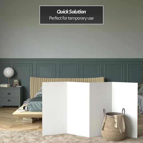 3 ft. Short White Temporary Cardboard Folding Screen - 4 Panels - size: 3 ft Short - 4 Panel