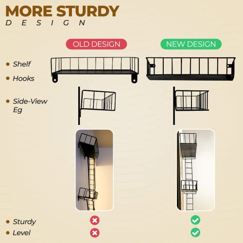 VERSATILE KAS 4-Tier Metal Fire Escape Wall Shelf | 30" NYC Industrial Floating Shelves for Action Figures | Black Urban Display Ladder with 7.5lb Capacity - size: 4-Tier