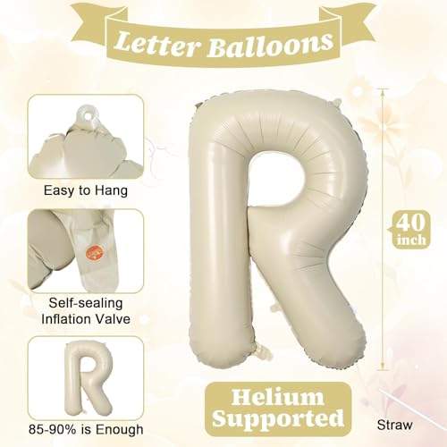40inch Beige BRIDE Letter Balloons, Giant Cream White Sand Bride Foil Helium Balloon Banner with Heart Balloon for Bride to Be Wedding Engagement Bridal Shower Nude White Bachelorette Party Decoration - color: Cream