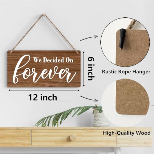 Rustic Wedding Sign We Decided on Forever, Engagement Wedding Photo Props Sign, Weddings Decor Stuff Engagement Party Decorations 12x6 Inches (Brown) - color: We Decided on Forever