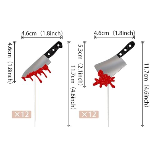Halloween Cake Decorations Bloody Knife Pick 24Pcs Scary Birthday Party Supplies for Creepy Dessert Table Display - style: 03