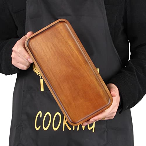 Acacia Wood Platters Small 12"x6" Long Charcuterie Board Rectangle Decorative Tray Wooden Serving Platter for Food Appetizer Cake Plates Kitchen Dish Cheese Boards Rectangular Snack Dessert Trays - size: 12" x 6" x 0.6"