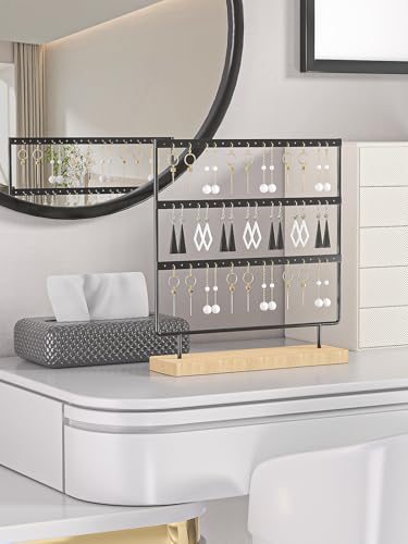 Earring Holder Organizer,Pierced Large Earrings Display Stand For Selling,Small Stud Earring Organizer Rack,Hoop Earring Storage Hanger Tree (Black, 3 tier) - color: Black, size: 3 tier