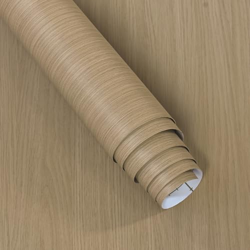 16"x354" Light Wood Contact Paper Waterproof Self Adhesive Brown Peel and Stick Wallpaper Thicken Wall Covering Matte Textured Wallpaper Vinyl Wood Stickers for Kitchen Furniture Decoration RV - color: Light Brown, size: 15.7" x 354"