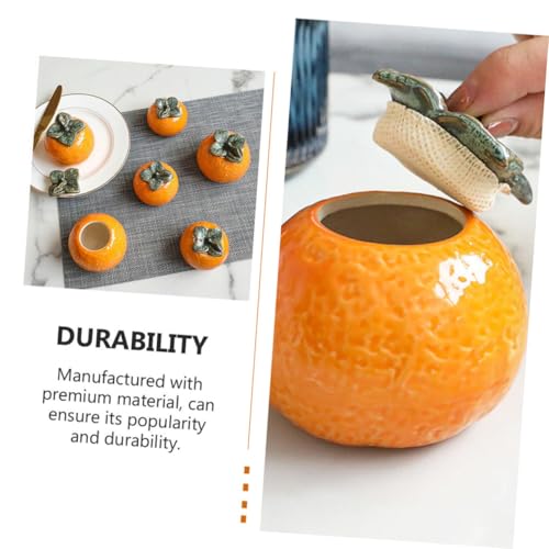 TIDTALEO Ceramic Orange Fruit Shaped Canister with Lid Nordic Style Tea Storage Jar Simulation Orange Decoration for Kitchen and Photography Props