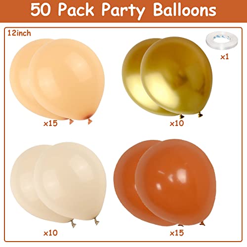 Fall Balloons Orange Gold, Burnt Orange Sand White Beige Blush Party Balloon, Autumn Fall Latex Balloons for Pumpkin Thanksgiving Wedding Birthday Decorations - color: Orange