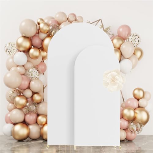 HAINARverS Set of 2 Wedding Arch Cover 6FT,7.2FT Spandex Fitted Stretchy Arch Stand Covers,2 Sided Round Top Chiara Backdrop Cover Banquet Baby Shower Arch Decoration(White) - color: White, size: 6FT,7.2FT